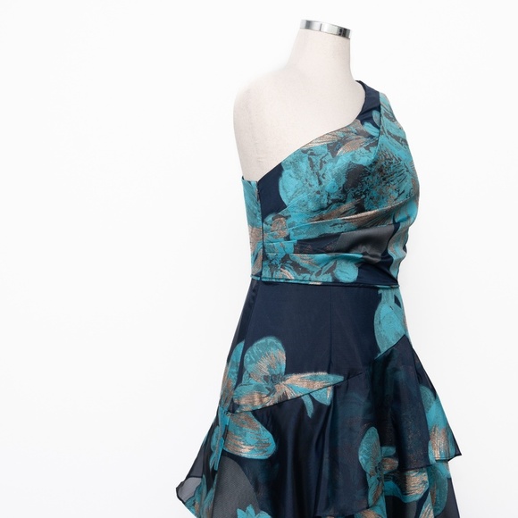 Aidan Mattox -  One-shoulder Jacquard Tiered Ballgown. - Picture 8 of 16